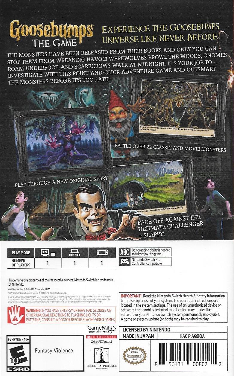 Goosebumps The Game - Nintendo Switch Pre-Played