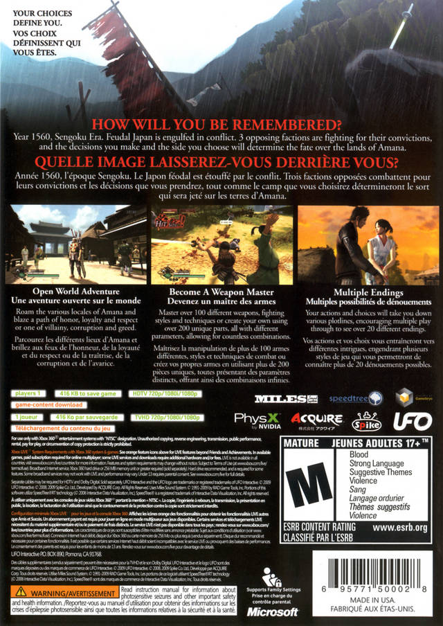 Way of the Samurai 3 - Xbox 360 Pre-Played