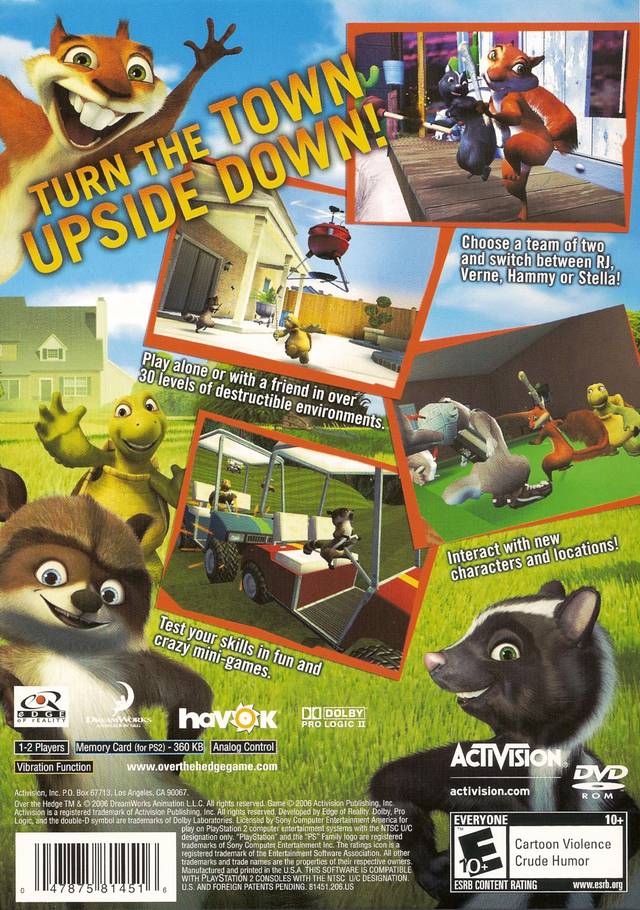 Over the Hedge Back Cover - Playstation 2 Pre-Played
