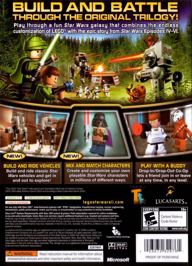 LEGO Star Wars 2 The Original Trilogy Back Cover - Xbox 360 Pre-Played