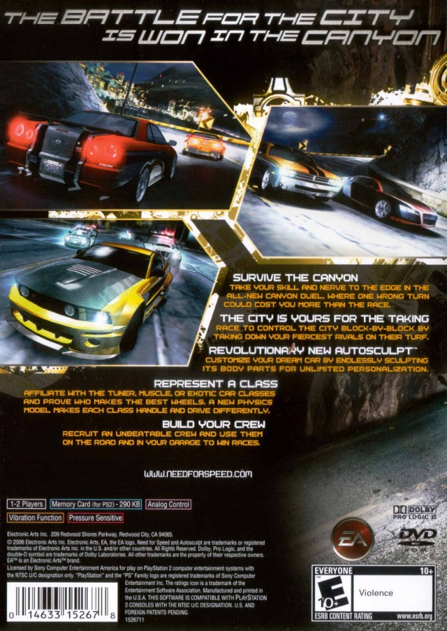 Need For Speed Carbon Back Cover - Playstation 2 Pre-Played