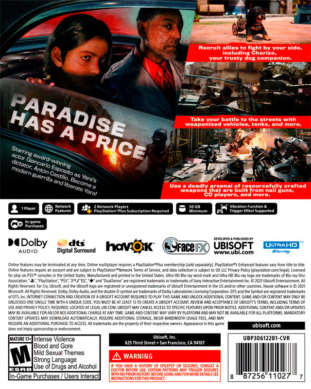 Far Cry 6 Back Cover - Playstation 5 Pre-Played