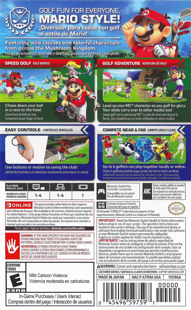 Mario Golf Super Rush Back Cover - Nintendo Switch Pre-Played