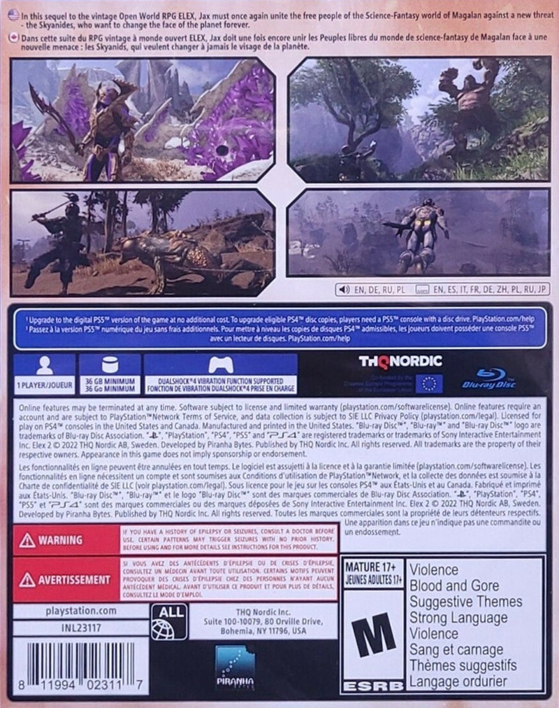 ELEX II Back Cover - Playstation 4 Pre-Played