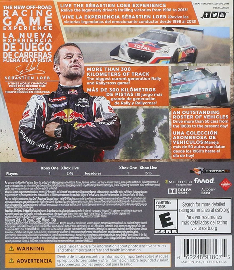 Sebastien Loeb Rally Evo Back Cover - Xbox One Pre-Played