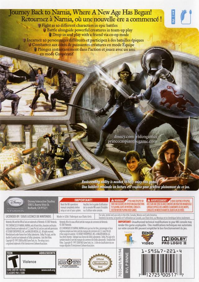 The Chronicles of Narnia: Prince Caspian - Nintendo Wii Pre-Played