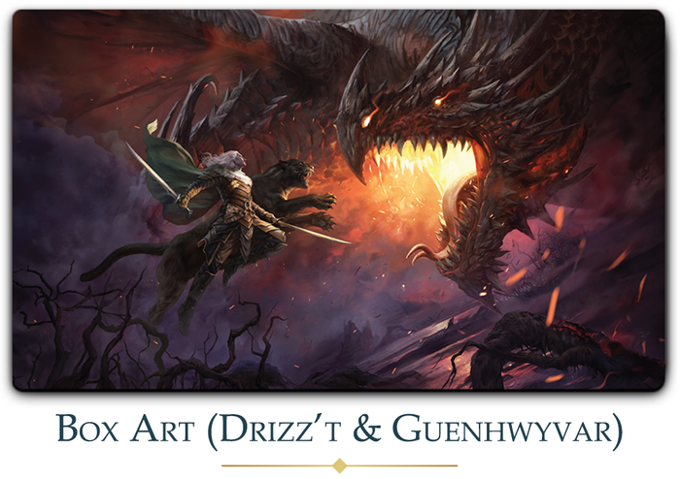 Magali Villeneuve Signed & Numbered Stitched Playmat - Drizz't & Guenhwyvar