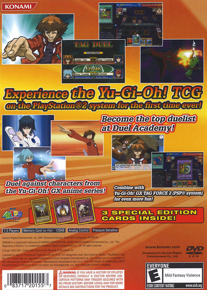 Yu-Gi-Oh GX: The Beginning of Destiny Back Cover - Playstation 2 Pre-Played