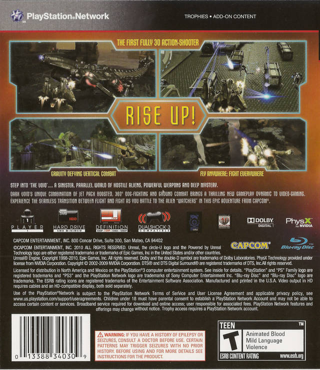 Dark Void Back Cover - Playstation 3 Pre-Played