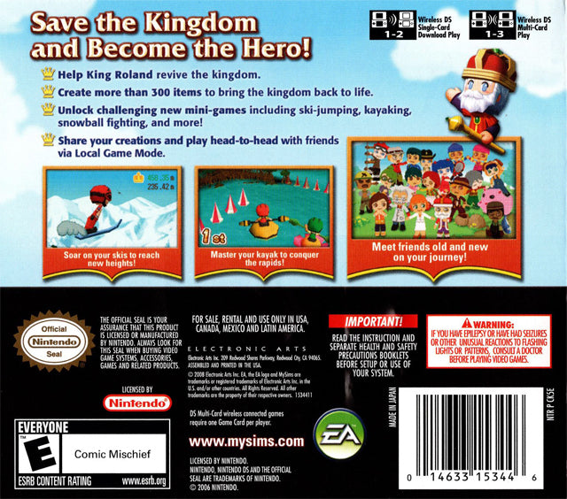 My Sims Kingdom Back Cover - Nintendo DS Pre-Played