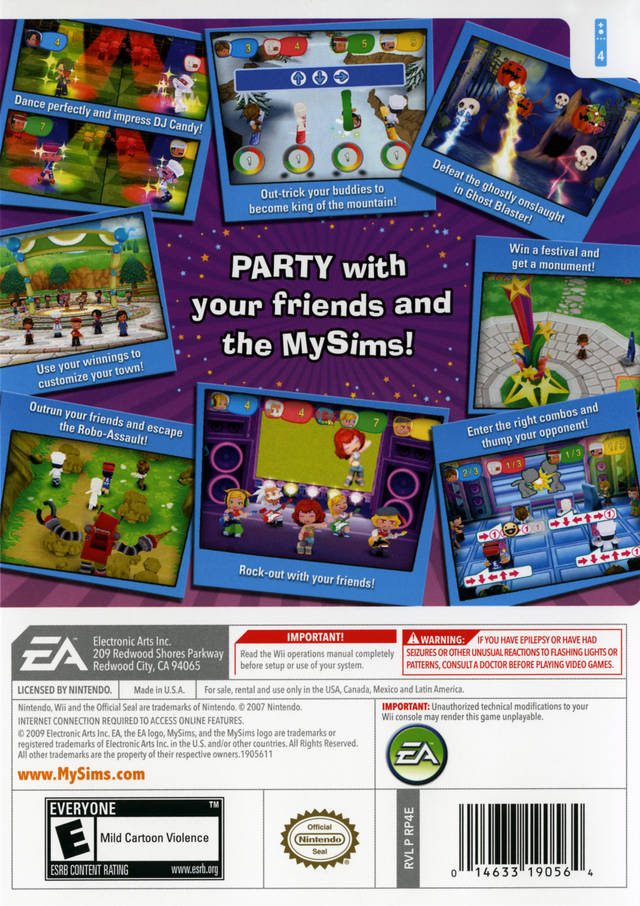 MySims Party Back Cover - Nintendo Wii Pre-Played