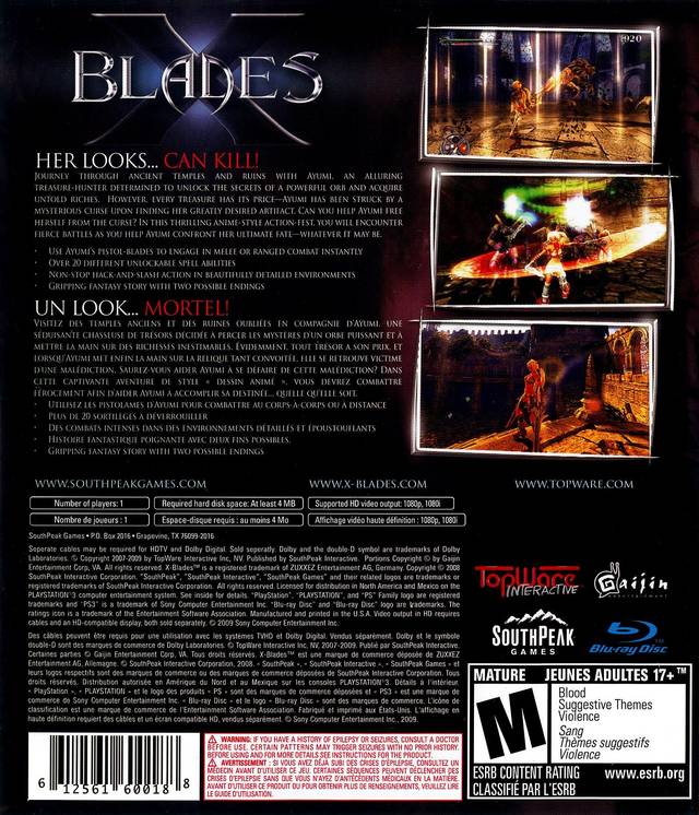 X Blades Back Cover - Playstation 3 Pre-Played