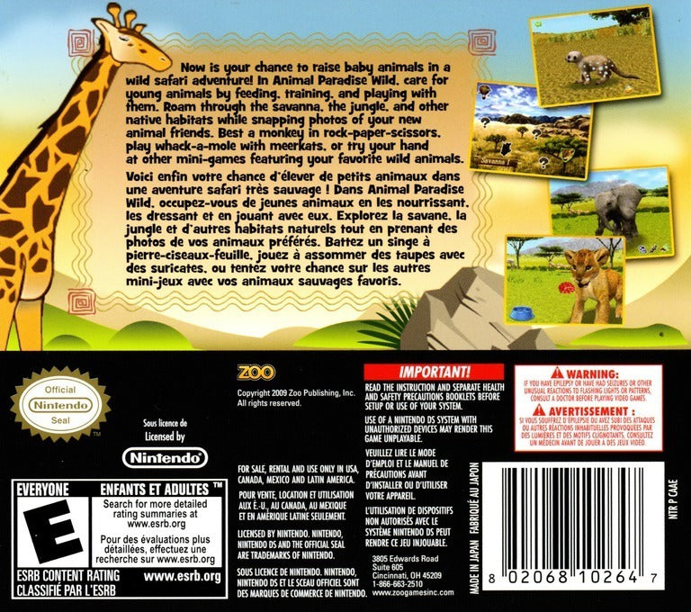 Animal Paradise Wild - Nintendo DS Pre-Played