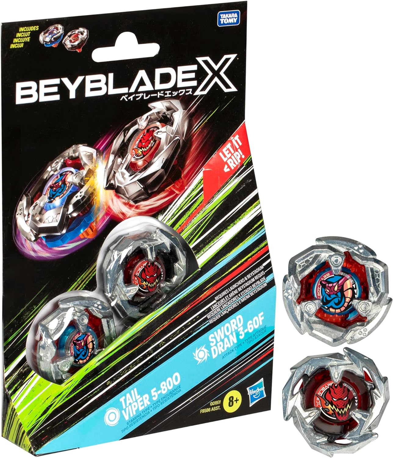 Vip Bayblade Riper Beyblade X Two Pack - Tail Viper 5-800 & Sword Drain 3-60F – Game On Games
