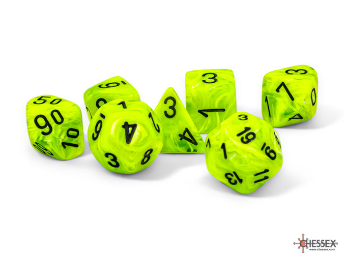 Chessex Vortex Mega-Hedral 7 Die Set - Bright Green/Black