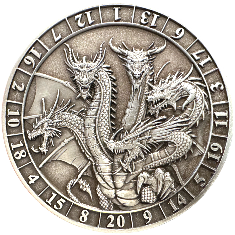 Dice Coins - d20 Five-Headed Dragon