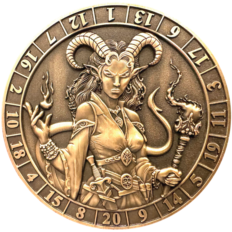 Dice Coins - d20 Female Tiefling Warlock