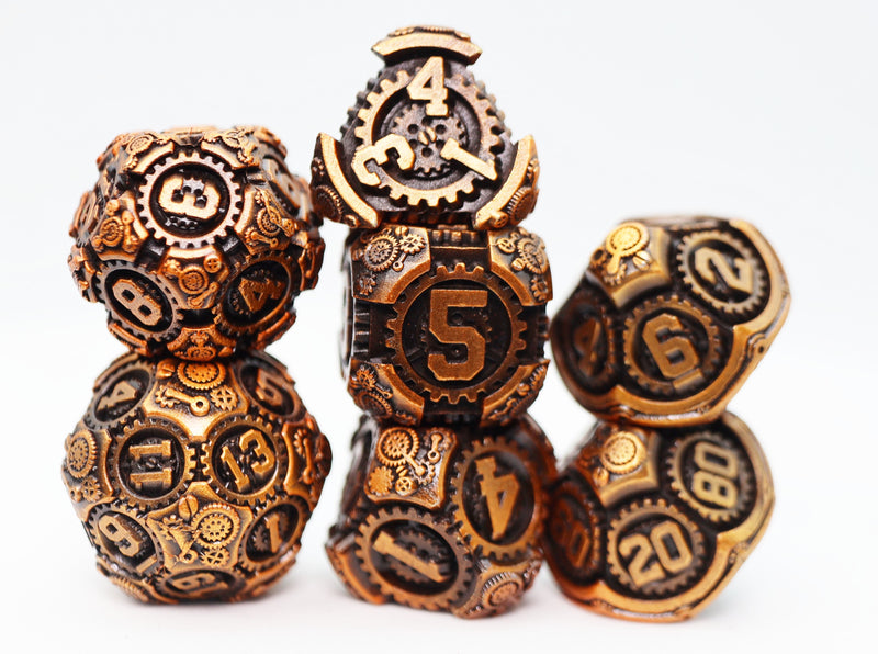 Airship Gears: Drifting Dirigible Metal RPG Dice Set