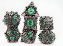 Floral Starburst: Midnight Forest Metal RPG Dice Set