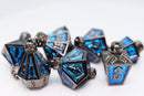 Moonlit Lantern: Midnight Frostfire Metal RPG Dice Set