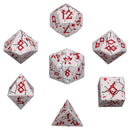 Barbarian Matte White with Blood Red Solid Metal 7-Set RPG Dice Set