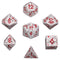 Barbarian Matte White with Blood Red Solid Metal 7-Set RPG Dice Set