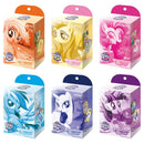 Set of six colorful packaging boxes featuring cartoon ponies with 'My Little Pony' branding.