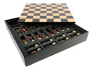 Robin Hood Resin Chessmen on Black/Maple Chest Chess Set