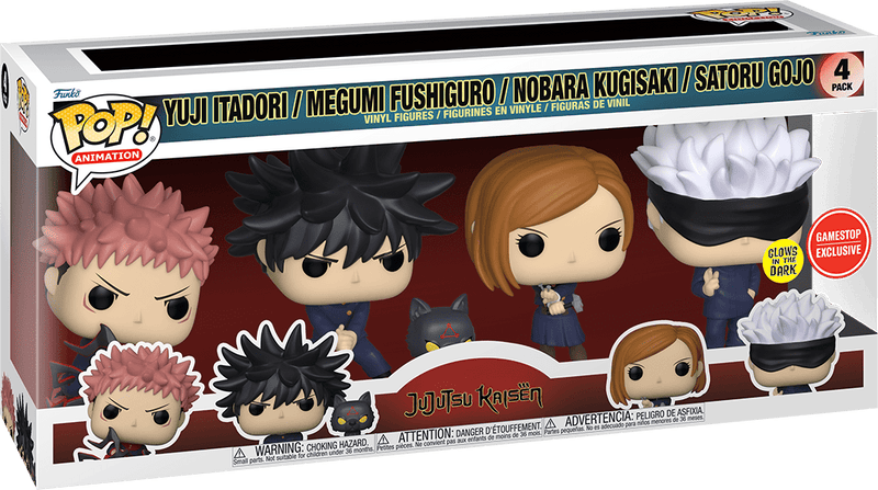 Pop! Animation Jujutsu Kaisen - Yuji/Megumi/Nobara/Satoru 4 Pack Gamestop Exclusive Glow In the Dark