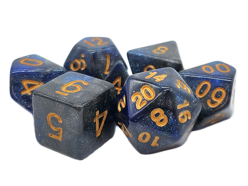 Galaxy: Deep Blue & Black - Old School 7 Piece RPG Dice Set