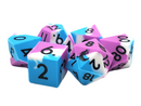 Blue, White & Lilac - Old School 7 Piece Silicone Dice Set