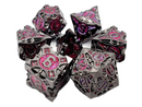 Gnome Forged Black Nickel with Red - Old School 7 Piece RPG Metal Dice Set