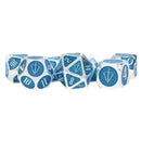 Tales of the Valiant Silver with Light Blue Enamel - 16mm Metal Polyhedral Dice Set