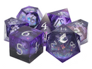 Liquid Infused Dark Cosmos Fury - Old School 7 Piece Sharp Edged Dice Set