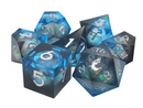 Liquid Infused Midnight Fury - Old School 7 Piece Sharp Edged Dice Set