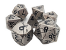 Orc Forged Ancient Silver with Black - Old School 7 Piece RPG Metal Dice Set