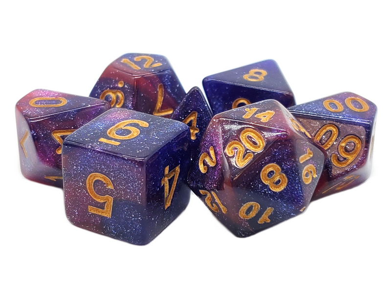 Galaxy: Purple & Red - Old School 7 Piece RPG Dice Set