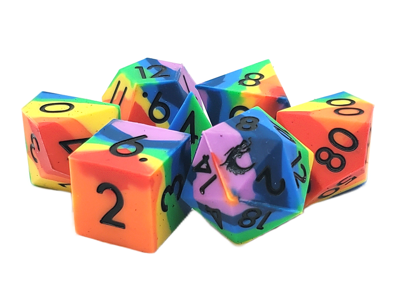 Rainbow - Old School 7 Piece Silicone Dice Set