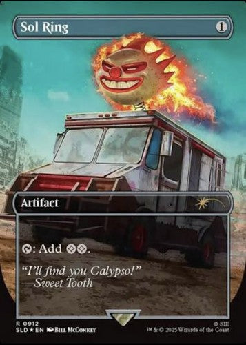 Magic the Gathering Secret Lair Promo x Twisted Metal Sol Ring Rainbow Foil Edition