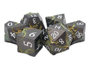 Soaring Dragon Matte Black w/ Gold - Old School 7 Piece DnD RPG Metal Dice Set