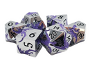 Soaring Dragon Silver w/ Purple - Old School 7 Piece DnD RPG Metal Dice Set