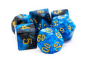 Vorpal: Black & Blue with Gold - Old School 7 Piece RPG Dice Set