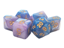 Vorpal: Lilac & Light Blue with Gold - Old School 7 Piece RPG Dice Set