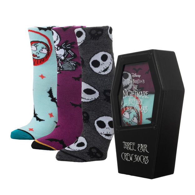 The Nightmare Before Christmas Coffin 3 Pair Crew Socks Box Set