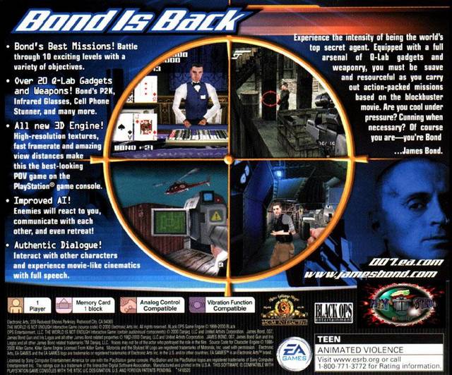 007 The World Is Not Enough PlayStation 1 Back Cover