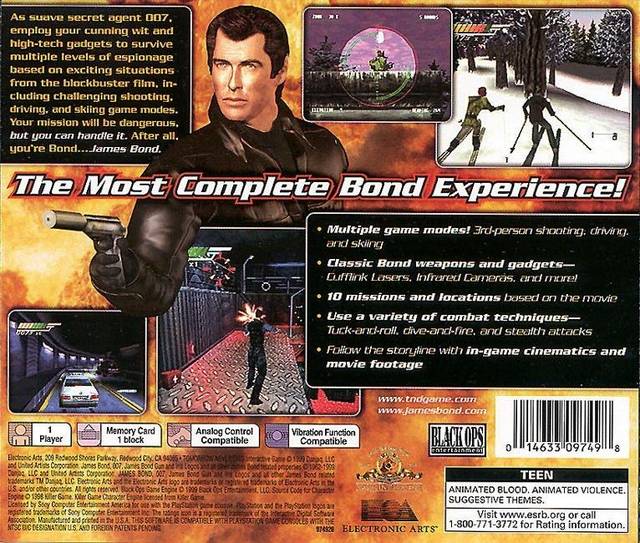 007 Tomorrow Never Dies Back Cover - Playstation 1 Pre-Played