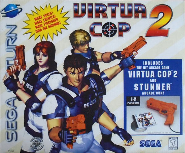 Virtua Cop 2 with Box and Stunner Gun - Sega Saturn Pre-Played