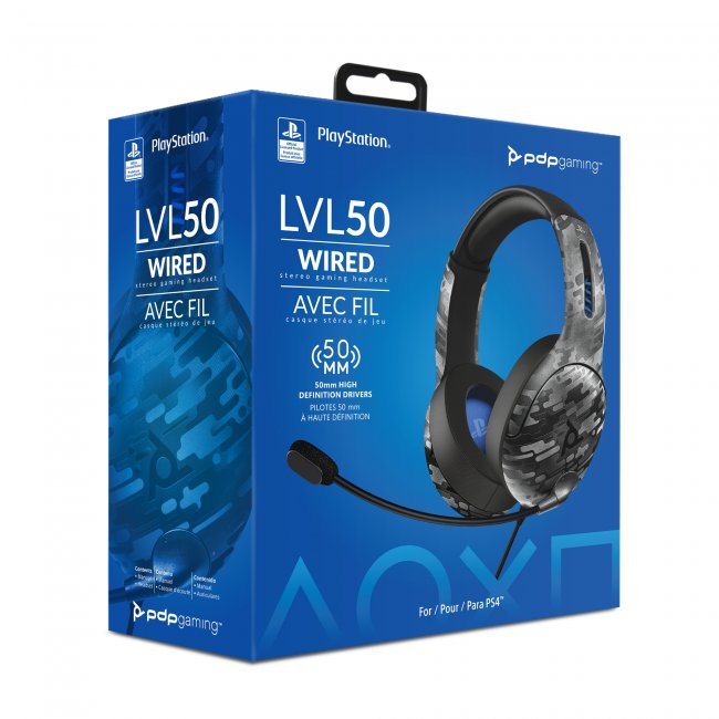 PS4 PS5 LVL50 Stereo Wired Headset - Black Camo