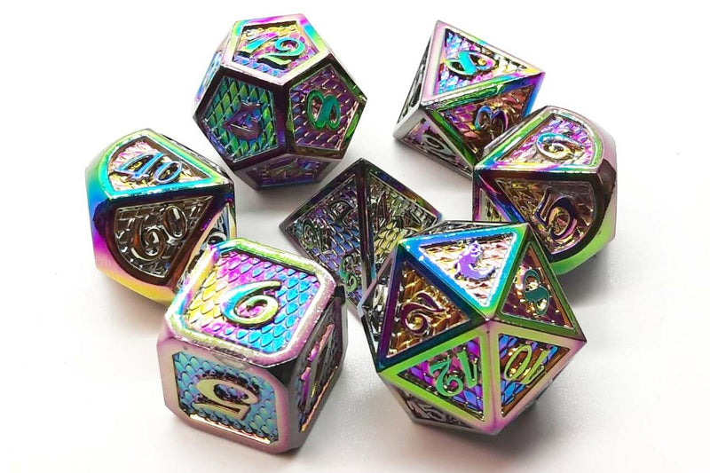 Dragon Scale: Spectral - Old School 7 Piece RPG Metal Dice Set