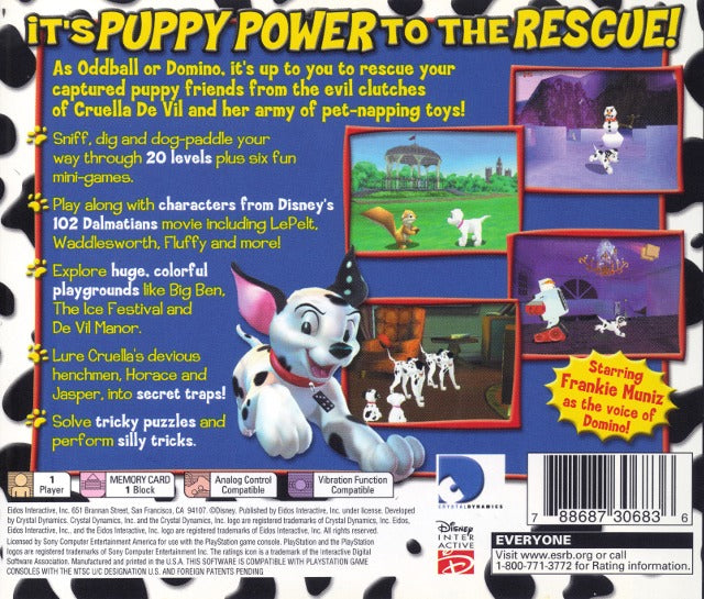 102 Dalmatians Puppies to the Rescue PlayStation 1 Back Cover